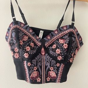 New Free People Embroidered Bralette Top